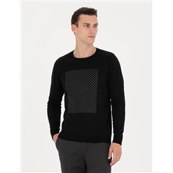 Black Slim Fit Bike Yaka Knitwear свитер