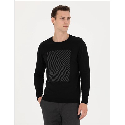 Black Slim Fit Bike Yaka Knitwear свитер