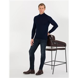 Navy Blue Slim Fit Half Fisherman воротнич