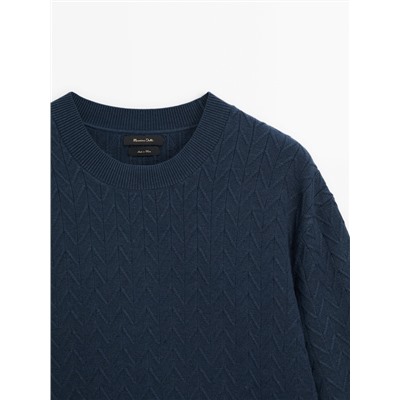 Jersey punto zigzag cuello redondo