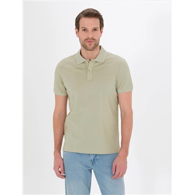 Зеленая слабая полоса Polo Yaka Mercerized T -For