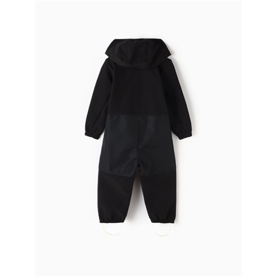 Комбинезон демисезонный для мальчиков MINAKU из Softshell на флисе, непромокаемый, чёрный, рост 128 см