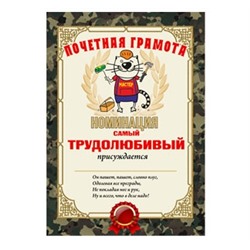 Почетная грамота "Самый трудолюбивый"