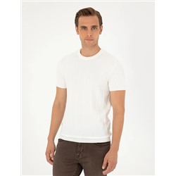 Ekru Slim Fit Bike Yaka Triko T -For