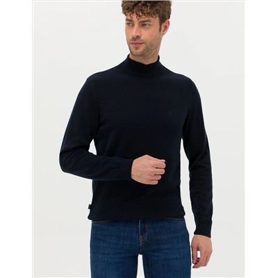 Navy Blue Slim Fit Half Fisherman воротник базовый трикотажный свитер
