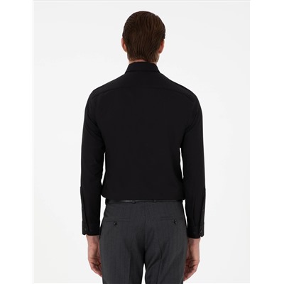 Black Slim Fit рубашка с длинным рукавом