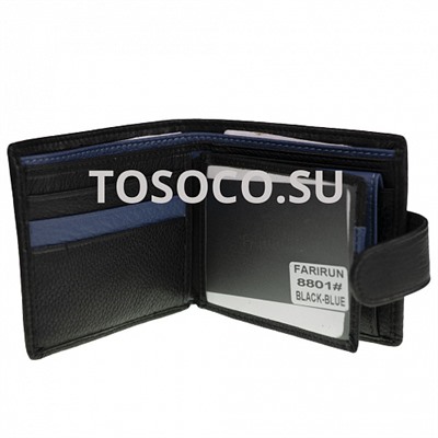 8801 black_blue кошелек FARIRUN натуральная кожа 11х12х2