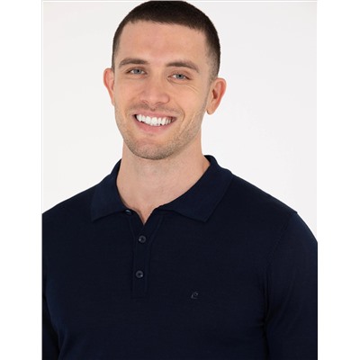 Navy Blue Slim Fit Polo воротниц.