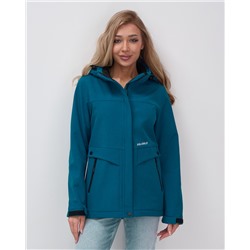 Ветровка спортивная женская с капюшоном softshell синего цвета 9566S