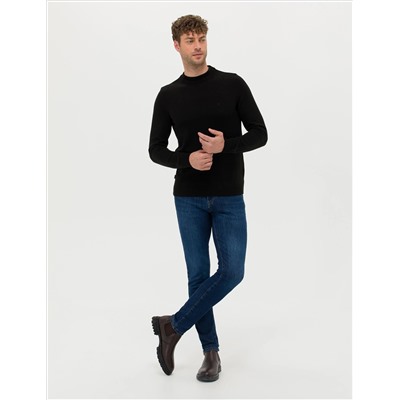 Black Slim Fit Half Fisherman воротник базовый вязаный свитер