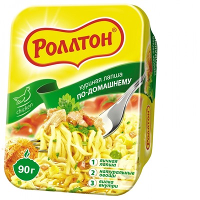 Нарушена упаковка!   Лапша Роллтон по-домашн. куриная (лоток) 90г х 24 Казахстан 4605496016687