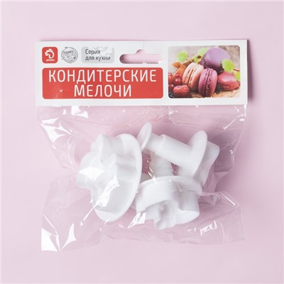 Плунжеры кондитерские Доляна «Бантик», набор 3 шт, пластик, МИКС