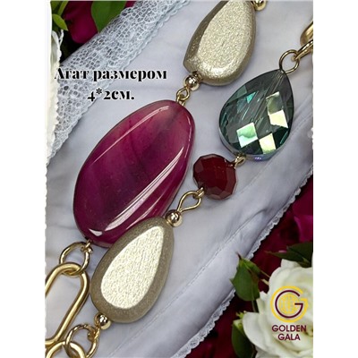 Цепь с натуральными камнями + серьги в подарок. Авторская работа АБ1/1