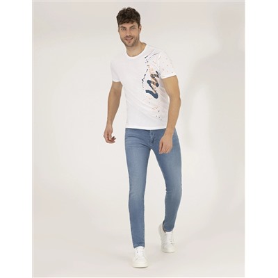 Ekru Slim Fit Printed Bike Bike T -For