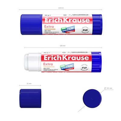 Клей-карандаш ErichKrause Extra, усиленный, 36г