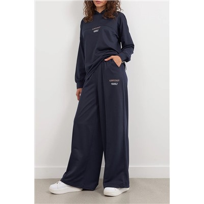 Navy Blue Emelcodery Detailed Cooled Lowed Lower Set Tedaw25US00024