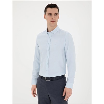 Open Oxford Blue Slim Fit Рубашка с длинным рукавом