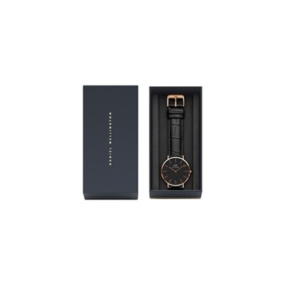 Reloj de cuarzo de piel y chapado en oro rosa Reading