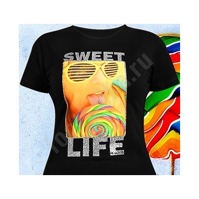 Футболка сиреневая good "Sweet Life (Блестки)" арт. 34-8524