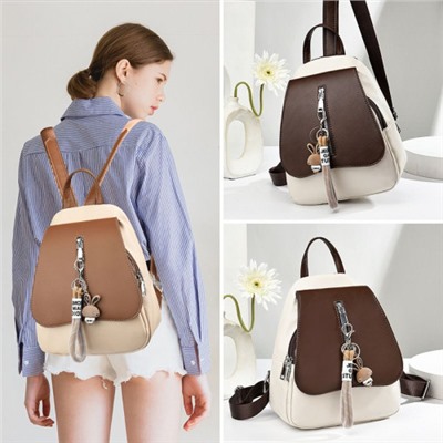 Женский кожаный рюкзак R-111 BEIGE