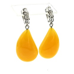Серьги с янтарём Слеза 20*30мм цв.карамельный, 9,6г