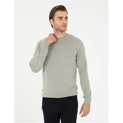 Светло -серый melanj Slim Fit Half Fisherman воротник основной трикотаж казах