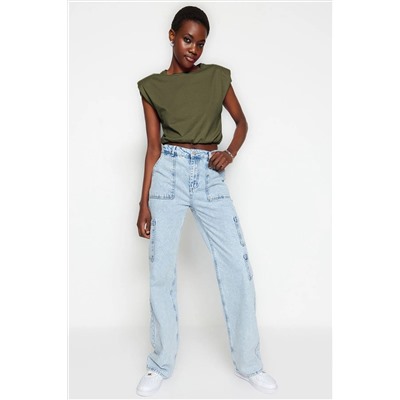 Khaki 100 %хлопковая родинка на сельскохозяйственных велосипедах вязание воротник Twoss21ts0379