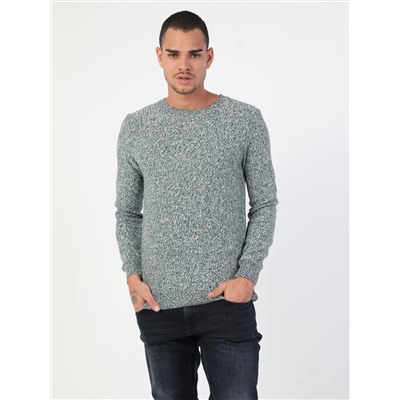 Slim Fit круглое воротник мужской зеленый свитер