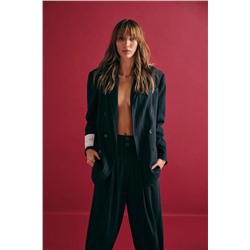 X Sagaza Studio Studio Navy Blue Littered PaCa Подробные брюки для покрытия tpraw23pl00039
