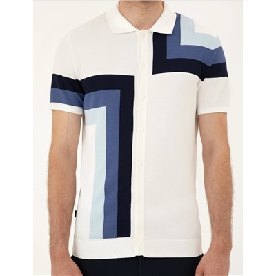 Кнопка Ecru Slim Fit с Polo Yaka Knitwear T -Fork
