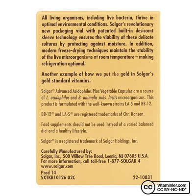 Solgar Advanced Acidophilus Plus 60 капсул