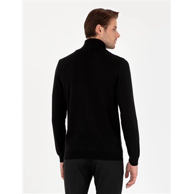 Black Slim Fit Fisherman воротниц Основной вязаный свитер