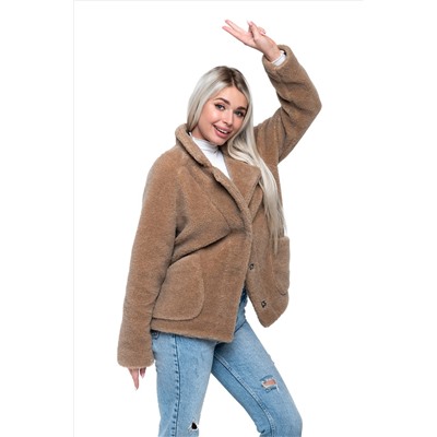Пальто стильное из верблюжьей шерсти SHORT BARREL, цвет Camel, цвет КОРИЧНЕВЫЙ