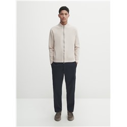 Cárdigan punto milano cuello mock cremallera