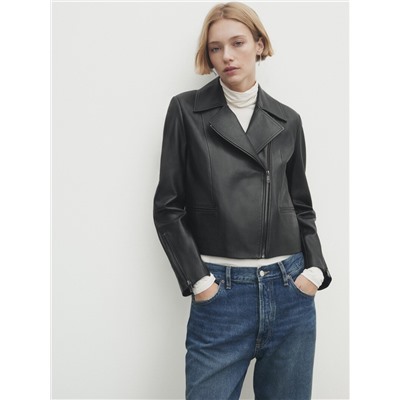 Cazadora biker piel negra