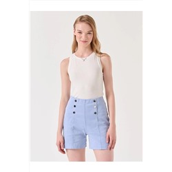 Сиреневые габардиновые шорты узкого кроя с высокой талией 23SS1023