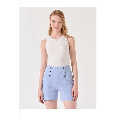 Сиреневые габардиновые шорты узкого кроя с высокой талией 23SS1023