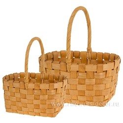 Набор корзин плетеных (дерево), 27x22xН14/30 см,  22,5x17xН12,5/25,5 см, (2 шт)