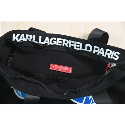 Вместительный холщовый шоппер Kar*l Lagerfel*d с печатным рисунком