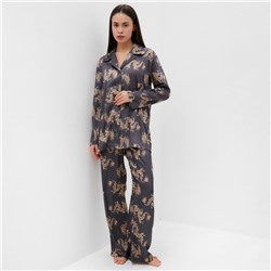 Пижама женская (рубашка и брюки) KAFTAN "Дракон", размер 48-50, графитовый