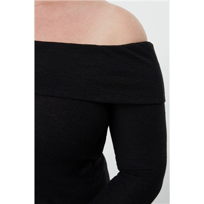 Black Foam Knitting Блузя большого размера TBBAW25AF00030