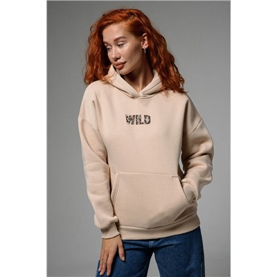 Женская толстовка 8518 оверсайз / бежевый+Wild