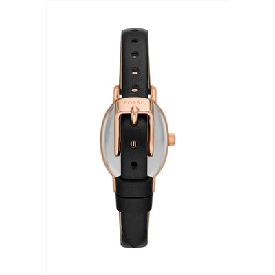 Reloj de cuarzo de piel - Negro y rosa dorado