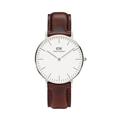 Reloj de cuarzo de piel Classic Bristol 36 mm - Marrón