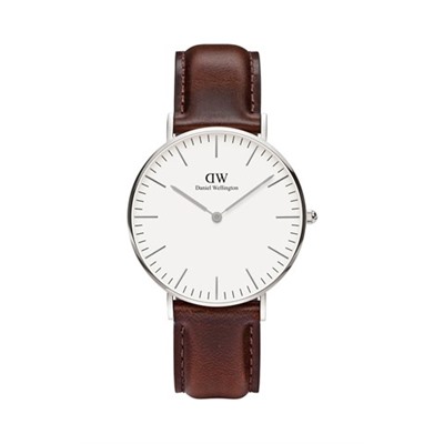 Reloj de cuarzo de piel Classic Bristol 36 mm - Marrón
