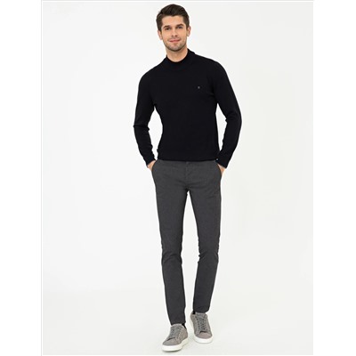 Navy Blue Slim Fit Half Fisherman воротник базовый трикотажный свитер