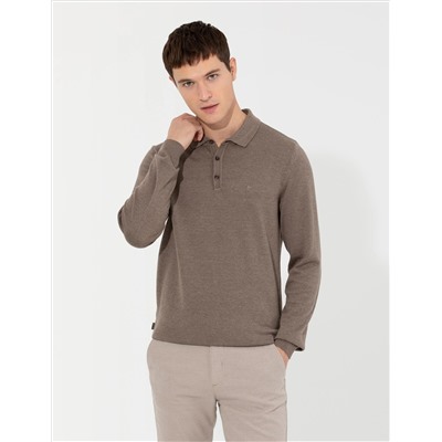 Vizon Melanj Slim Fit Polo yaka Основной вязаный свитер