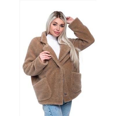 Пальто стильное из верблюжьей шерсти SHORT BARREL, цвет Camel, цвет КОРИЧНЕВЫЙ