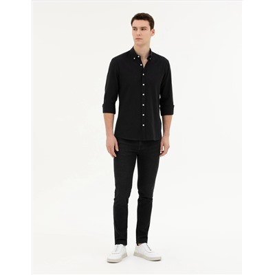 Black Slim Fit рубашка с длинным рукавом