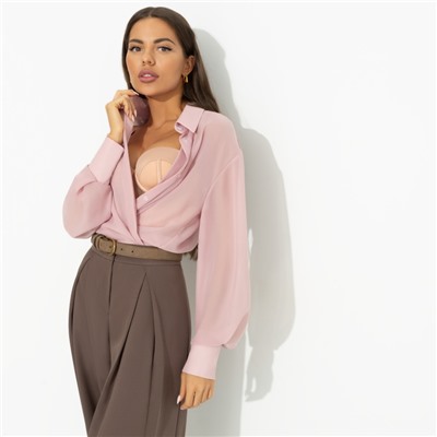 Рубашка из полупрозрачной ткани, Стильный вайб (pink)
